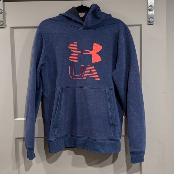 Under Armour Threadborne Hoodie Sweatshirt Coldgear Fitted Men’s Blue Size M - Picture 1 of 9